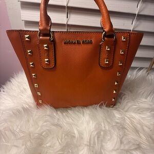 Michael Kors Orange Satchel with Gold Studs